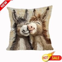 Tarmeek Christmas Pillow Covers 18x18 Inch Christmas Decorations, Seasonal Winter Xmas Holiday Decor Cute Donkeys Throw Pillow Covers for Home Decor Christmas Decorations Indoor