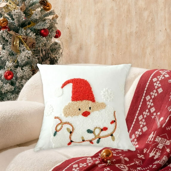 Tarmeek Christmas Pillow Covers 18x18 Inch Christmas Decorations, Seasonal Winter Xmas Holiday Decor Fluffy Soft Plush Faux Fur Throw Pillow Covers for Home Decor Christmas Decorations Indoor