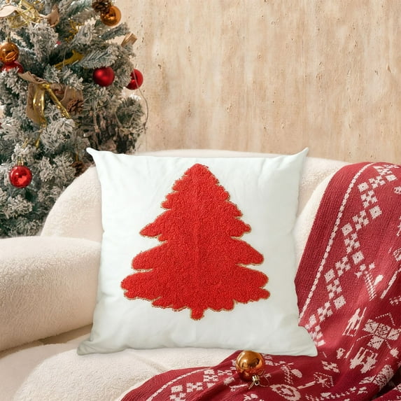 Tarmeek Christmas Pillow Covers 18x18 Inch Christmas Decorations, Seasonal Winter Xmas Holiday Decor Fluffy Soft Plush Faux Fur Throw Pillow Covers for Home Decor Christmas Decorations Indoor