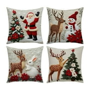 Tarmeek Christmas Pillow Covers 18x18 Set of 4,Throw Pillow Case Linen Cushion Covers Christmas Ornaments for Outdoor Christmas Decorations Indoor for Home Sofa Bed Chair Car