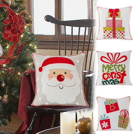 Tarmeek Christmas Pillow Covers 18x18 Set of 4,Throw Pillow Case Linen Cushion Covers Christmas Ornaments for Outdoor Christmas Decorations Indoor for Home Sofa Bed Chair Car