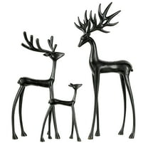 Tarmeek Christmas Reindeer Decorations, Set of 3 Reindeer Statues Xmas Ornaments Tabletop, Reindeer Christmas Decor for Mantel Living Room Bedroom Office Indoor, Christmas Centerpieces for Tables