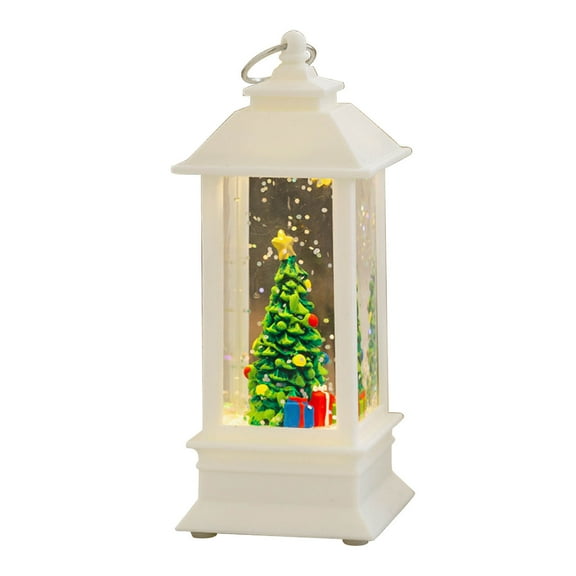 Tarmeek Christmas Snow Globe Lantern Tabletop Decoration, Battery Opeerated Xmas Centerpieces LED Glitter Lighted Lantern Night​light Ornament for Holiday Party Home Decor Christmas Decoration Indoor