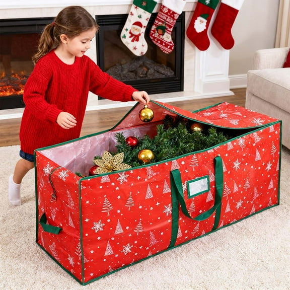 Tarmeek Christmas Storage Bag, Christmas Ornaments Storage Box, Storage Containers for Christmas Tree, Gift Wrapping Ribbons Bows Wrapping, Christmas Storage Box