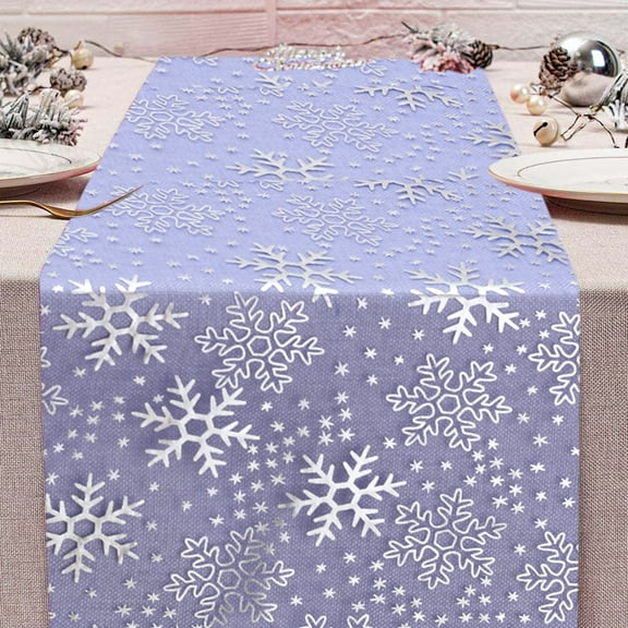 Tarmeek Christmas Table Runner Decration, 11x108in Seasonal Winter Snowflakes Xmas Holiday Christmas Table Runner for Kitchen Dinning Home Decor Christmas Decorations Indoor