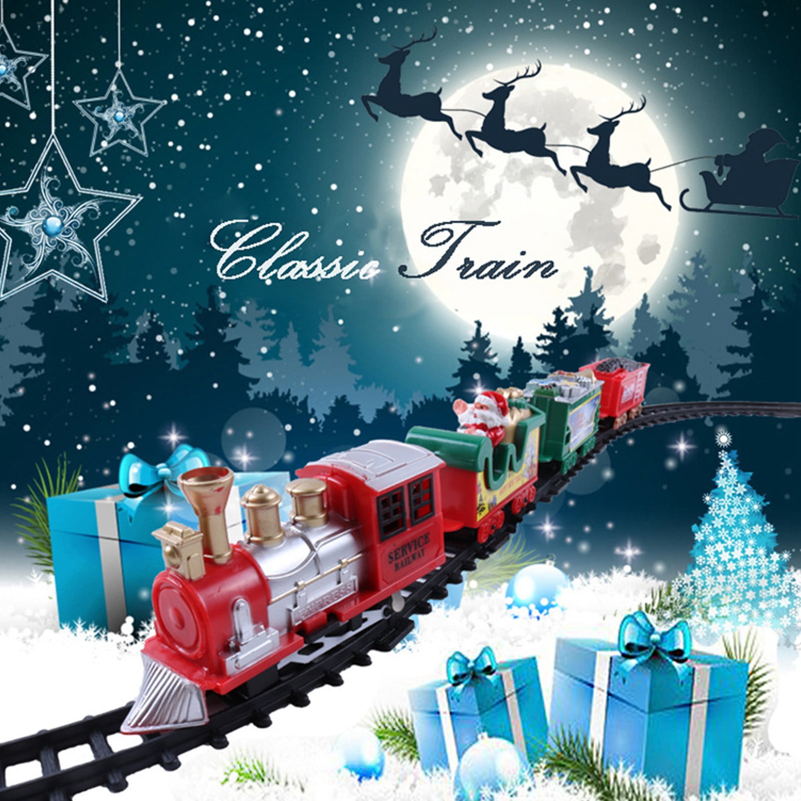 Chmadoxn Christmas Train Set Railway Tracks Sets Battery Operated ...