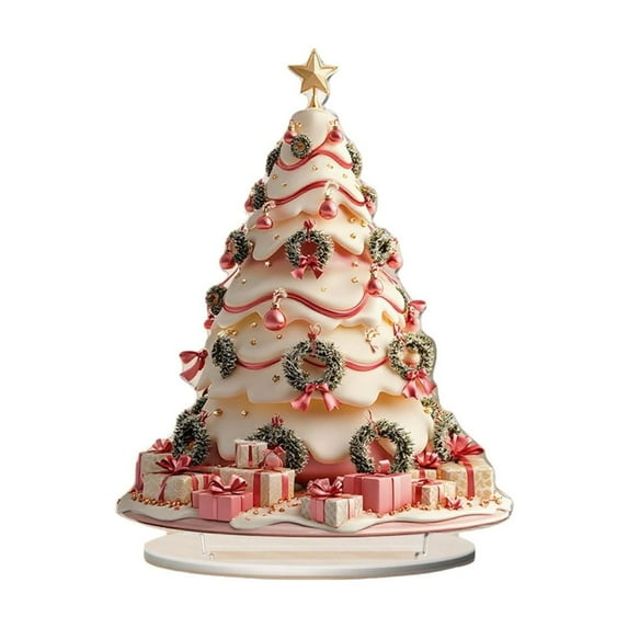 Tarmeek Christmas Tree 2D Tabletop Decoration, 7.8 Inch Acrylic Mini Xmas Tree Centerpieces Ornaments for Holiday Party Home Decor Christmas Decoration Indoor