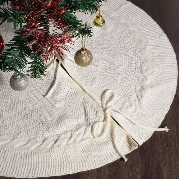 Tarmeek Christmas Tree Skirt, White 24in Christmas Decorations Seasonal Winter Xmas Holiday Tree Mat for Xmas Tree Home Decor Christmas Decorations Indoor