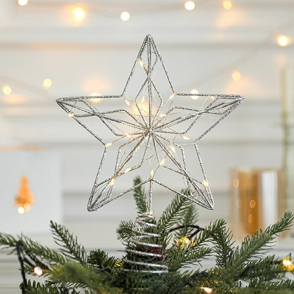 Tarmeek Christmas Tree Topper Star with LED Light Christmas Tree Decorations, Metal Christmas Tree Star Ornaments Xmas Tree Star Treetop for Indoor Outdoor Christmas Decorations.