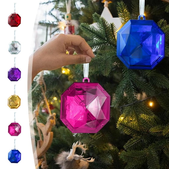 Tarmeek Colorful Shimmering Ornament Pendants, 1 Pack Plastic Gem Decor for Tree, Gift Wrapping and Festive Crafts, Valentines Day Decorations Ornaments Creates Cozy Ambiance for Valentine's Day