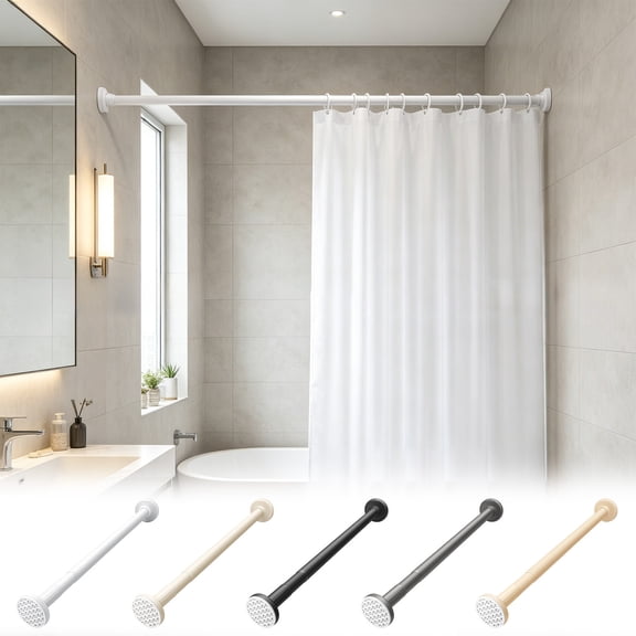 Tarmeek Curtain Rod 35-50cm No Drill Telescopic Rod Sturdy Metal Adjustable Length Anti-Slip Easy Mount Versatile Use for Window Bedroom Living Room Heavy Duty Drapery Rod