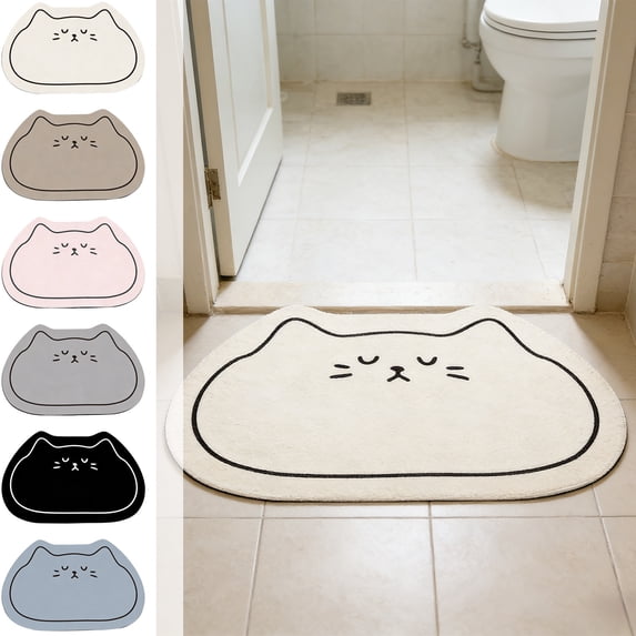 Tarmeek Cute Cat Shaped Doormat 16x24 Inch, Cute Welcome Mat Non-Slip and Dirt Resistant, Fast Dry Absorbent for Bathroom Kitchen Entry, Floor Mat Home Decor