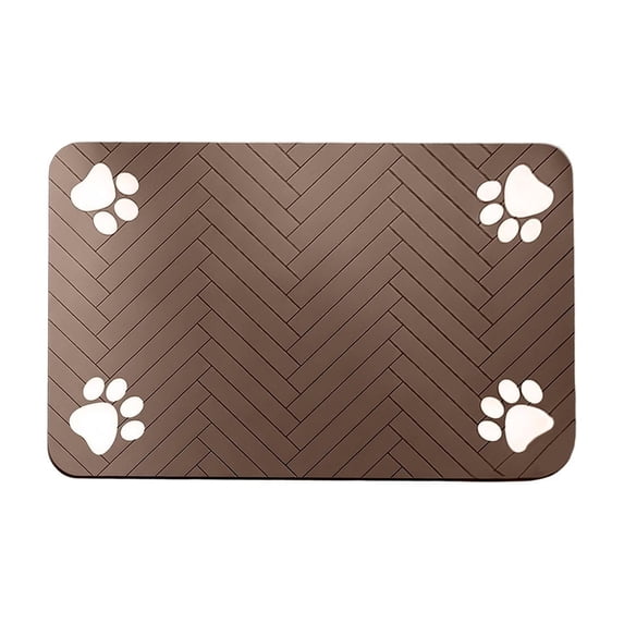 Tarmeek Diatomaceous Earth Pet Feeding Mat Quick Dry Non-Slip Stone Absorbent Washable Stain-Resistant Food Bowl Placemat for Dogs Cats Kitchen Dining Area Floor Protector Brown 20x12 Inch