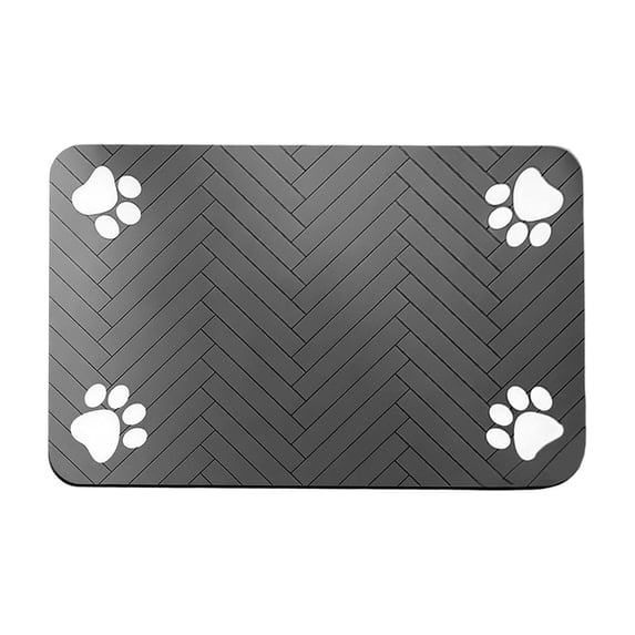 Tarmeek Diatomaceous Earth Pet Food Mat, Quick Dry Stone Absorbent Splash-Proof Feeding Pad for Dogs and Cats, Non-Slip Stain-Resistant Washable Floor Mat, Gray 20x12 Inch