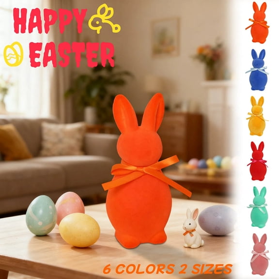 Tarmeek Easter Bunny Decorations, Cute Bunny Figurine Foam Tabletop Ornament for Easter Home Decor, Table Decor for Mantel or Centerpiece, 5.5 Inch Easter Centerpiece Ornaments Indoor Outdoor