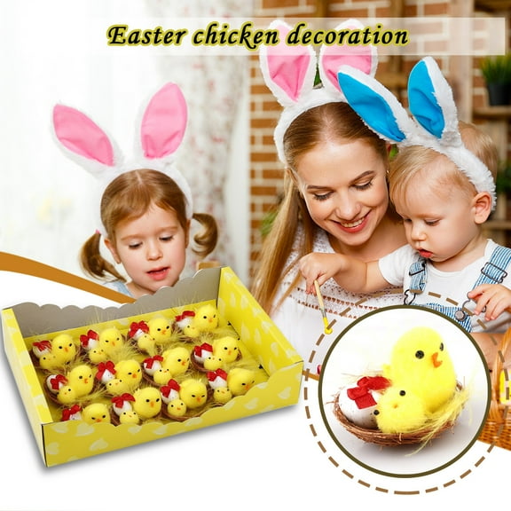 Chmadoxn Easter Decorations,Easter Sunday Easter Decoration Cute Chick Home Decoration Gift Box Mini Easter Chicks Easter Inflatables Outdoor Decorations