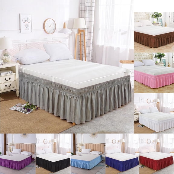 Tarmeek Elastic Wrap Around Bed Skirt Microfiber Dust Ruffle Red, Wrinkle Resistant Fade Resistant Machine Washable Easy Install Bed Ruffle for Bedroom Queen King Full Twin