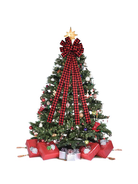 Fall Decor Christmas Tree Big Red Hat, Linen Lattice Bow, Handmade Gift Box Packaging Decoration, Big Bow New Year Party Wedding Decoration Nightmare Before Christmas for Christmas Halloween