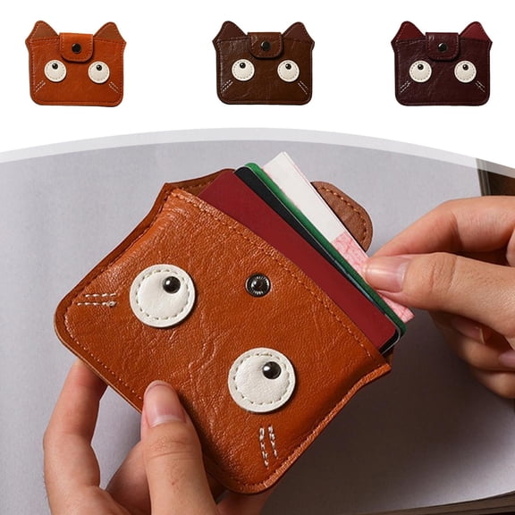 Tarmeek Faux Leather Slim Coin Purse Card Wallet ID Card Pouch Small Change Bag Retro Style Lightweight Coffee Brown for Daily Use