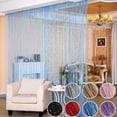 thumbnail image 1 of Tarmeek Flat Silver Wire Curtain Room Divider Partition Curtain for Bedroom Living Room Hallway Doorway 39.4x78.7 Inch Blue Polyester, 1 of 7