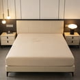 thumbnail image 1 of Tarmeek Full Size Fitted Sheet - 200x150cm Washed Cotton Mattress Cover, Deep Pocket 14-16 Inch, Soft & Breathable Bed Sheet with Elastic Straps, Non-Slip Bottom Sheet, Beige, 1 of 6