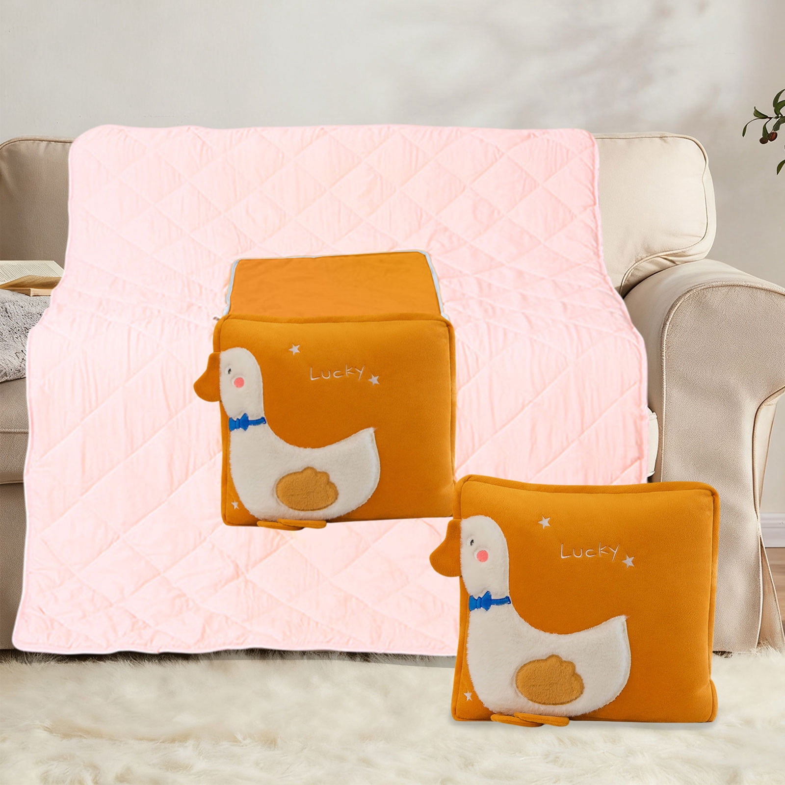 Huggable Pets Tarmeek Goose Pillow and Fluffy Blanket 2-in-1, Super Soft Huggable ...