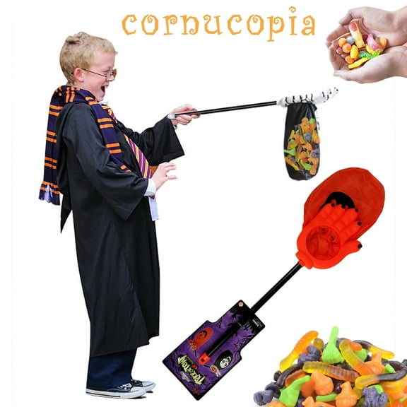 Chmadoxn Halloween Candy Bag, Hand Shape Toy Pumpkin Skull Portable for Kids Multifunction Halloween Candy Bag for Candy Goodie Bags