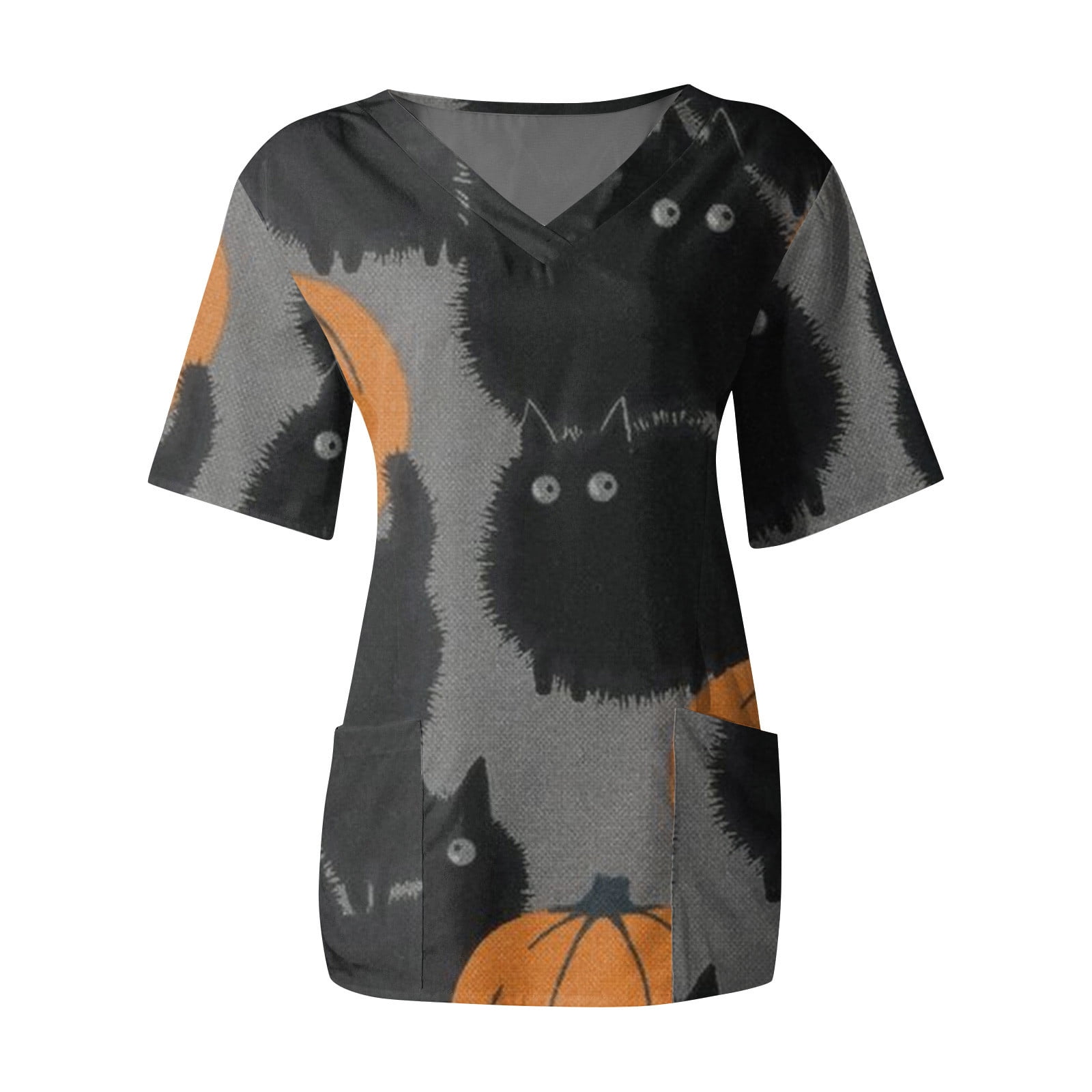 Tarmeek Halloween Scrub Tops for Women Ladies Plus Size Breathable