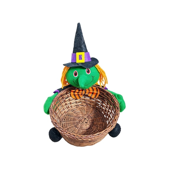 Tarmeek Halloween Wicker Candy Basket Witch Decor Trick or Treat Party Supplies Reusable Bags Snack Container Centerpiece for Festive Halloween Decorations