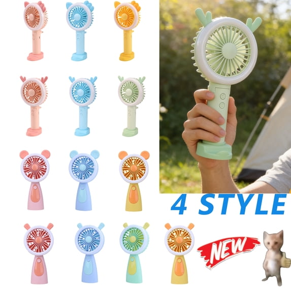 Tarmeek Handheld Fan, Mini Fan, Portable Fan Cute Mouse Design USB Rechargeable with Night Light for Office Travel, Summer Cooling (Light Ring)
