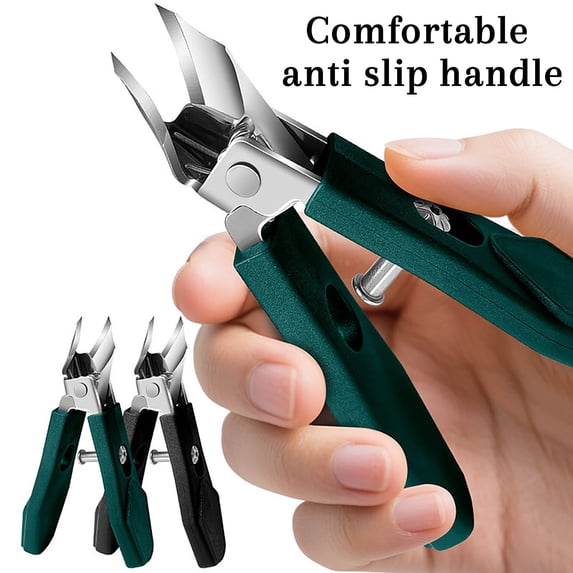 Tarmeek Heavy Duty Slant Toe Nail Clippers for Thick Nails, Large Opening Anti-Splash Stainless Steel Nail Cutter with Sharp Blade, Professional Pedicure Tool for Ingrown Toenails, Green