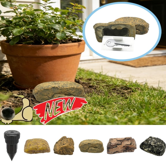 Tarmeek Hidden Outdoor Sprinkler Key Storage, Waterproof Discreet Box with Lid, Camouflage Design for Garden Lawn, Hide Spare Keys Cash, Black