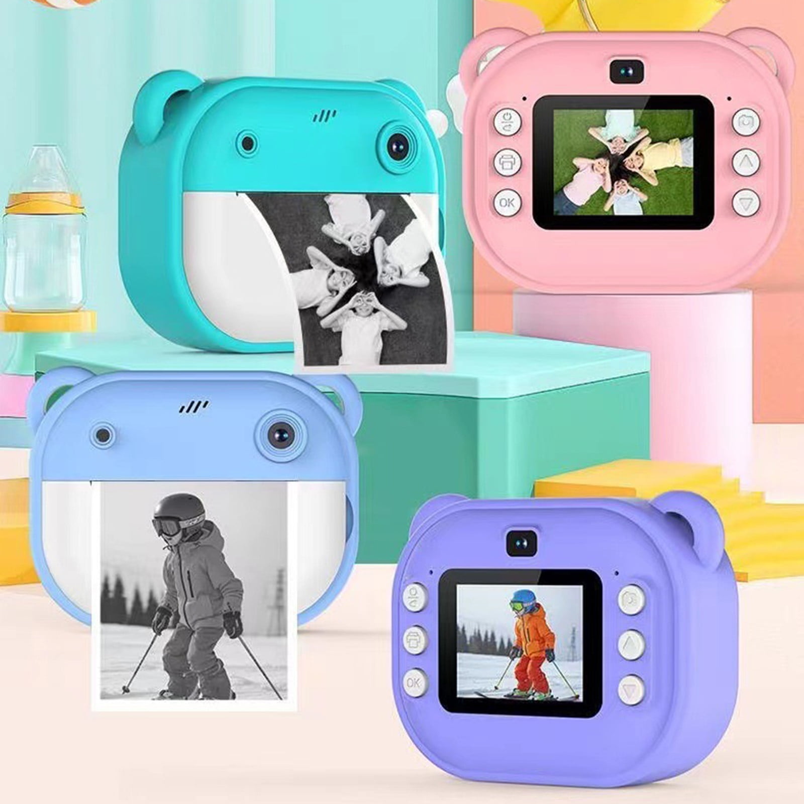 Tarmeek Instant Print Camera for Kids, 1080P HD Digital Camera with Inkless Thermal Printing, 12MP Dual Lens Portable Photo Camera, Rotatable Lens for Selfie, Pink