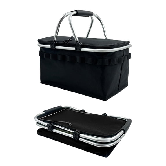 Tarmeek Insulated Cooler Bag for Picnic, Portable Thermal Lunch Bag with Leakproof Lining, Reusable Foldable Design for Groceries, Beach, Camping, and Outdoor Adventures, Black