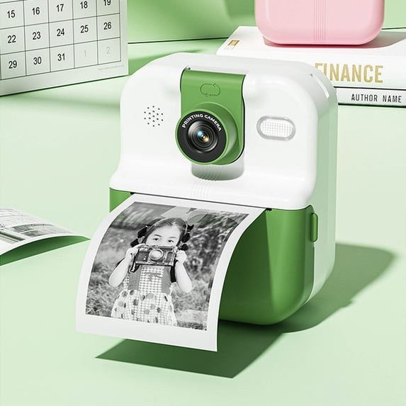Tarmeek Kids Instant Print Camera, 180º Flip Lens 2.4 Inch IPS HD Digital Camera for Boys Girls, Portable Inkless Thermal Photo Camera with Dual Camera, Compact Gift for Children (Green)