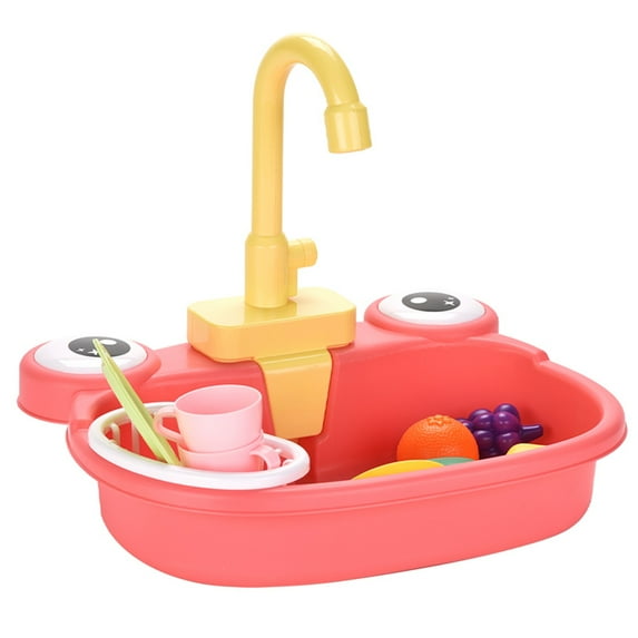 Tarmeek Kids Pretend Play Kitchen Sink Toy, Children Dishwasher Play Toy Automatic Water Cycle System Cutting Play Food Toys Kitchen Accessories Toys for Boys Girls Age 3+, Birthday Gifts for Kids