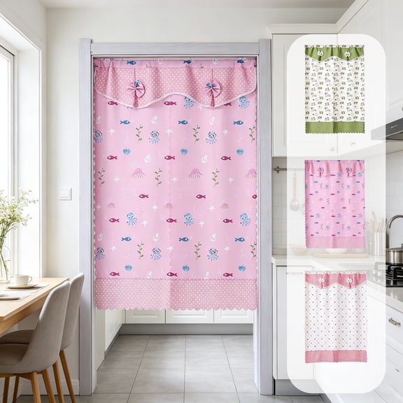 Tarmeek Kitchen Short Cafe Curtain Panels Floral Print Rod Pocket Light Filtering Privacy Window Covering for Kitchen Entryway Bistro Window Treatment Country Style