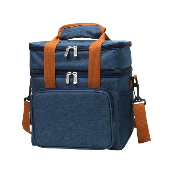 Tarmeek Large Capacity Waterproof Double Layer Insulated Cooler Bag Thermal Picnic Tote with Leakproof Liner Portable Lunch Bag for Beach Camping Office Outdoor Travel Blue