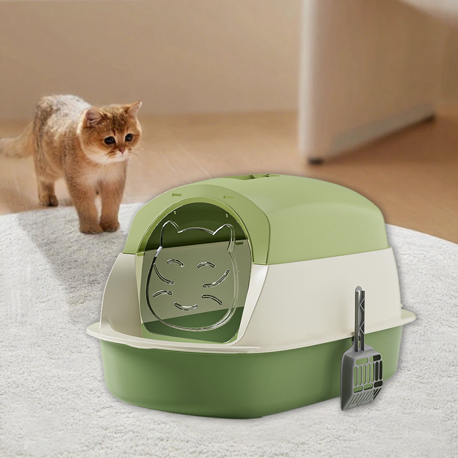 Tarmeek Large Enclosed Cat Litter Box with Odor Control Charcoal Filter, Anti-Splash High Walls & Scoop, Covered Hooded Privacy Cat Toilet for Indoor Cats