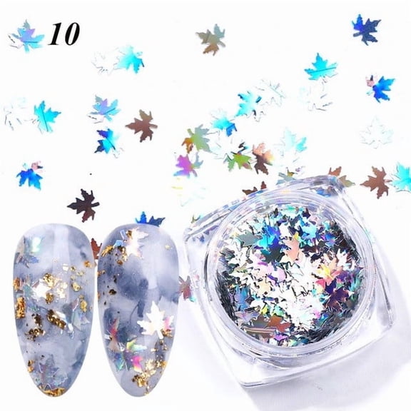 Tarmeek Maple Leaf Nail Art Glitter Snowflake Sequins Fine and Chunky Glitter Powder Mixed Sizes Holographic Sparkle for Nail Design Crafting Slime Making Acrylic Dipping Powder