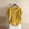 thumbnail image 1 of Tarmeek Mexican Embroidered Tops for Women Summer Short Sleeve Boho Shirts Peasant Blouses Loose Fitting Bohemian Hippie Tops, 1 of 3