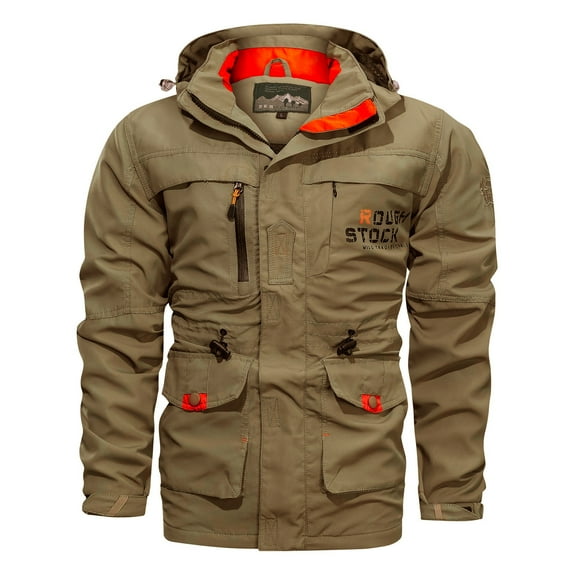 Tarmeek Military Tactica Jacket for Men Fall Winter Outdoor Plus Size Waterproof Zipper Hooded Jackets Coats Solid Color Soft Shell Jacket Outwear Christmas Gifts for Men