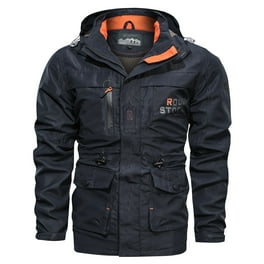 Tarmeek Plus Size Jacket for Men Outdoor Waterproof Windproof Lightweight Zipper Hooded Jackets Thin Coats Warm Solid Color Mountaineering Jacket Christmas Gifts for Men Walmart