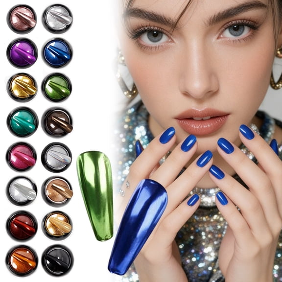 Tarmeek Mirror Powder Nail Art Chrome Powder Mirror Finish Metallic Effect Holographic Nail Powder for Gel Polish Manicure Professional Nail Art Set