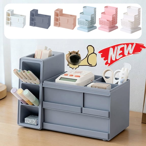 Tarmeek Multi-Compartment Desk Organizer, Large Capacity Minimalist Pen Holder for Desk & Makeup Brush Holder, Multi-Functional Stationery Rack, Desk Organizers and Accessories for Home Office