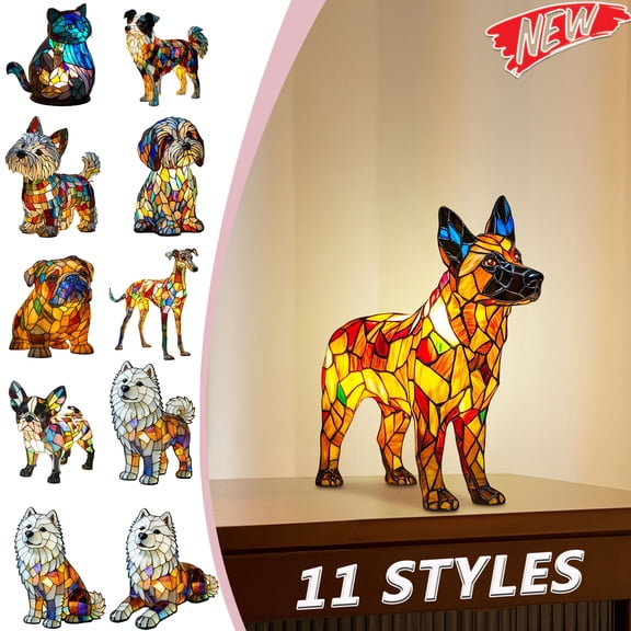 Tarmeek Night Light Lamp Easter Decorations, Resin 7.5 Inch Easter Light Up, Cute Dog Statue Night Light Home Mantel Easter Decor, Indoor Figurine Desk Lamps for Home Office Easter Bedroom