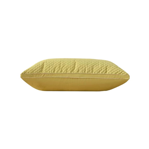 Tarmeek PP Cotton Pillow Insert for Sleeping, 650g Low Profile Quilted Pillow with Yellow Cover, Soft and Supportive Bed Pillow for Side and Back Sleepers, 29x19 Inch