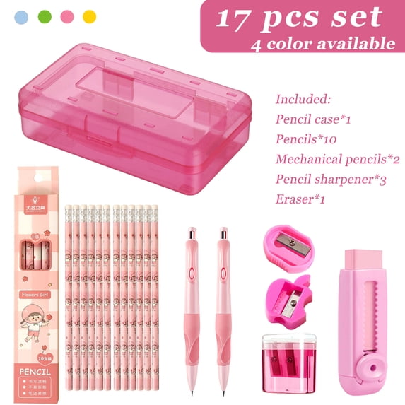 Tarmeek Pencil Case Large Capacity Plastic Pencil Boxes Hard Pencil Case Crayon Box with Snap-tight Lid Plastic Pencil Boxes Office Supply Boxes Gift Pink