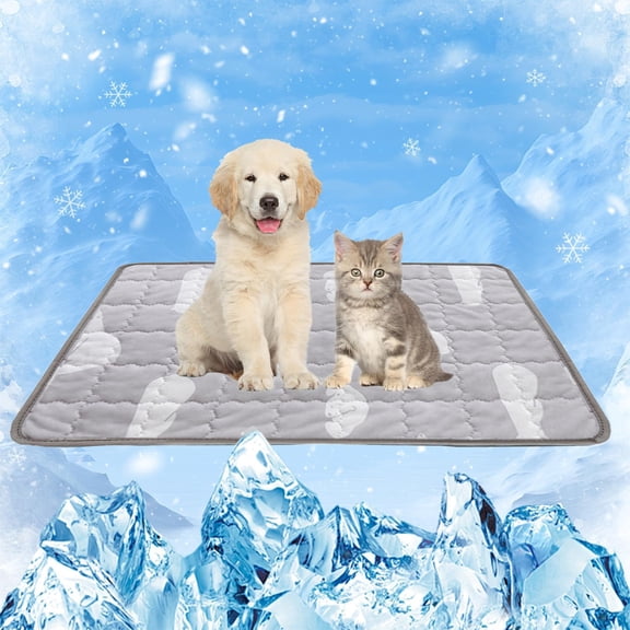 Tarmeek Pet Cooling Mat for Summer, Non-Slip Ice Silk Dog Cat Bed Pad, Breathable & Comfortable Cooling Pad for Small Medium Large Pets, Machine Washable, Gray