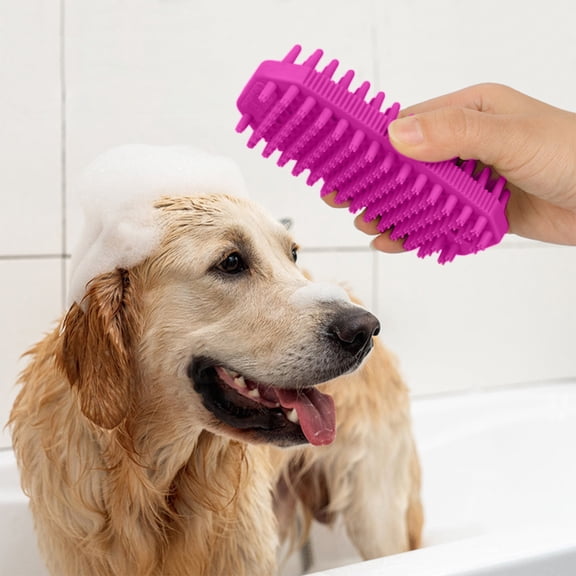Tarmeek Pet Grooming Brush for Dogs and Cats, 2-in-1 Massage and Deshedding Brush, Red Color, Wet and Dry Use for Bathing and Daily Grooming, Gentle on Pet Skin